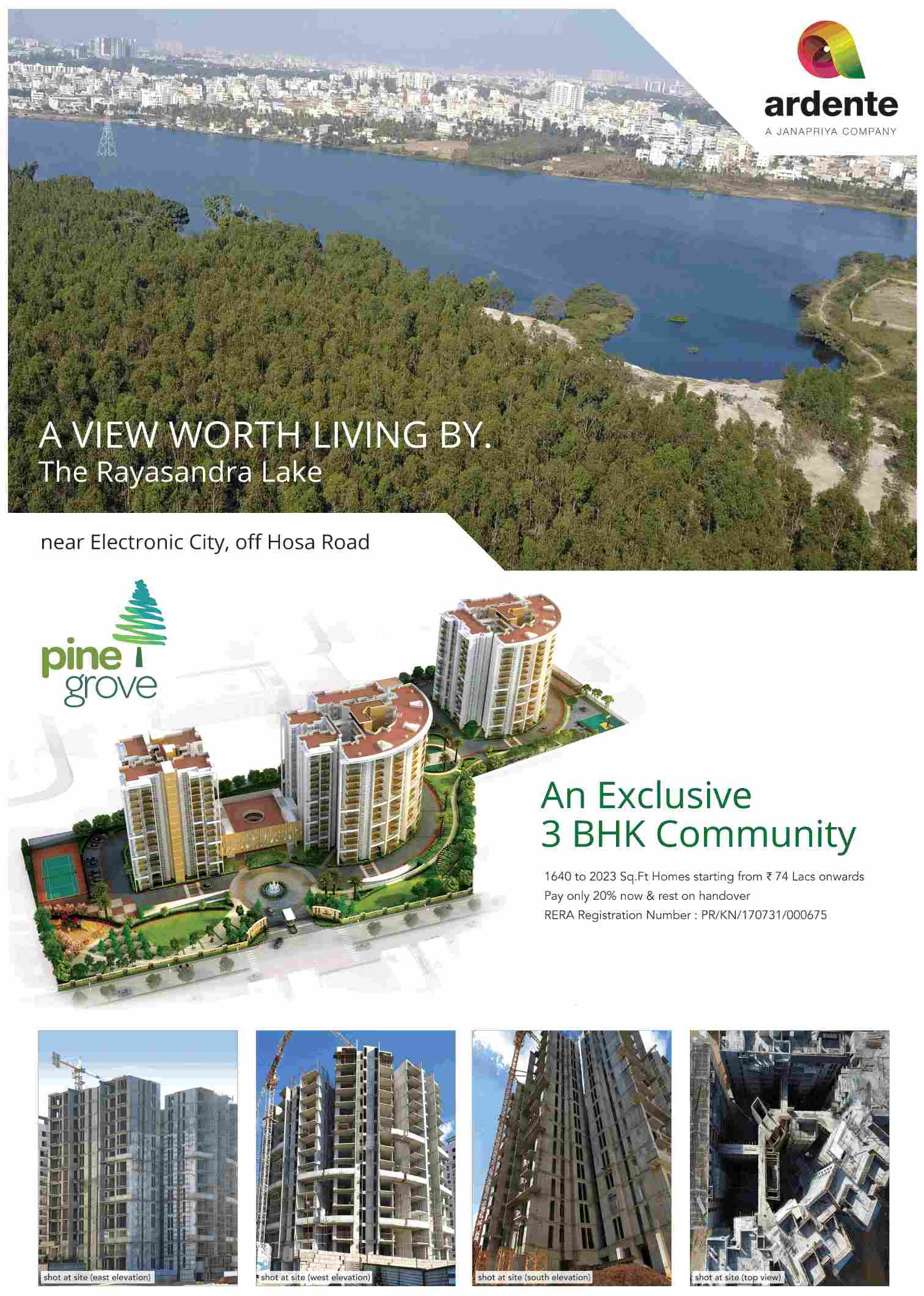 Book exclusive 3 BHK homes @ Rs 74 Lacs at Ardente Pine Grove in Bangalore Update
